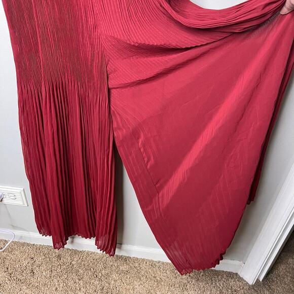 NWT Lane Bryant Plus Sz 18 20 Burgundy Micro Pleated Wide Legs Popover Jumpsuit - Picture 12 of 14